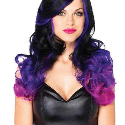 24" Allure Long Wavy Wigs- black/purple