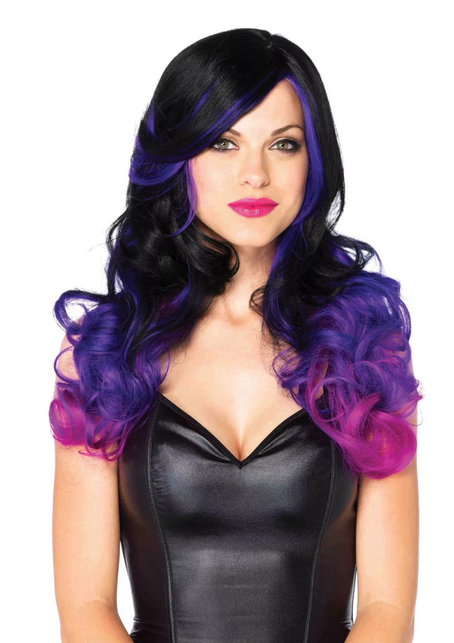 24" Allure Long Wavy Wigs- black/purple