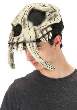 Sabertooth Skull Mask- worn by male model as a hat