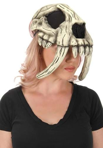 Sabertooth Skull Mask- worn by female model as a hat