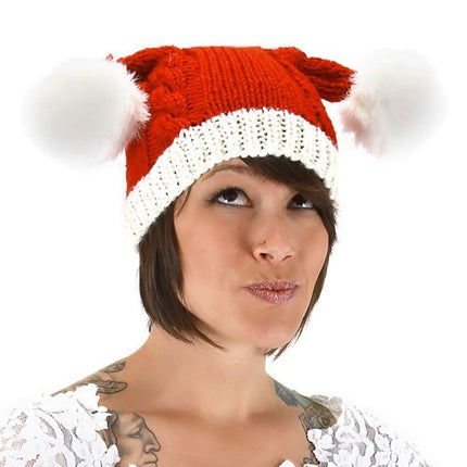 Knit Santa Hat- worn by model