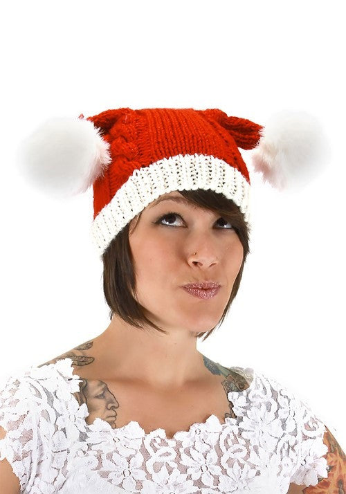 Knit Santa Hat- worn by model