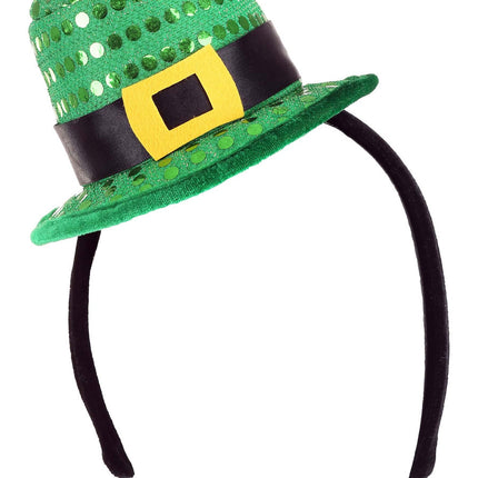 Sequin Mini Leprechaun Hat Headband- front view