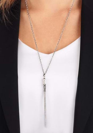Fantastic Beasts- Seraphina Picquery Wand Necklace- worn by model close up