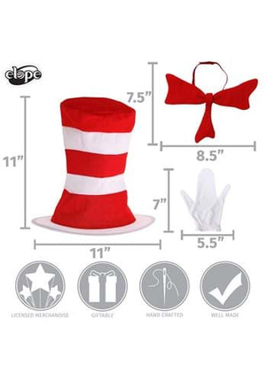 Dr. Seuss- The Cat in the Hat Kids Accessory Kit- measurements