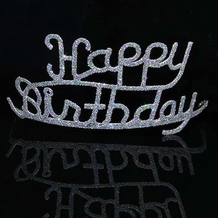 Silver Happy Birthday Sparkle Tiara- front view