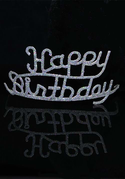 Silver Happy Birthday Sparkle Tiara- front view