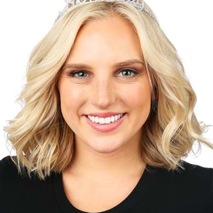 Silver Happy Birthday Sparkle Tiara- worn by model