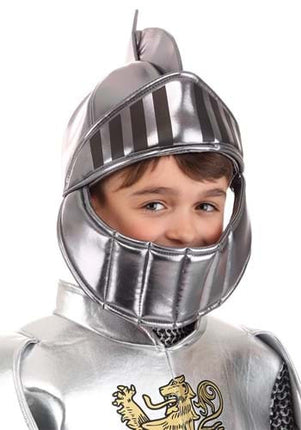 Silver Knight Plush Helmet- worn by child model