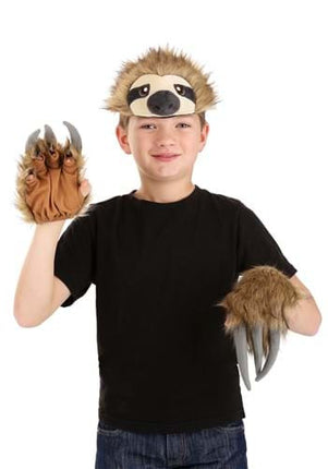 Sloth Plush Headband & Paws Kit- worn by boy model