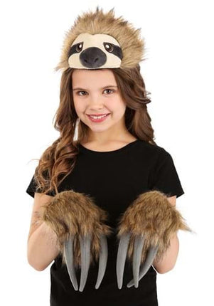 Sloth Plush Headband & Paws Kit- worn by girl model