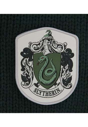 Harry Potter- Slytherin Knit Hood- slytherin crest up close