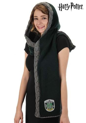 Harry Potter- Slytherin Knit Hood- worn by model