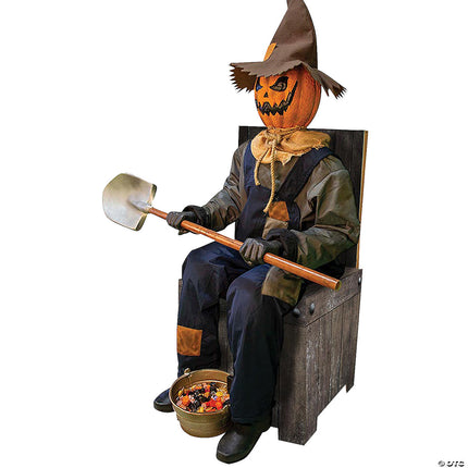 Smiling Jack Greeter w/ Chair Animated Prop- angled view