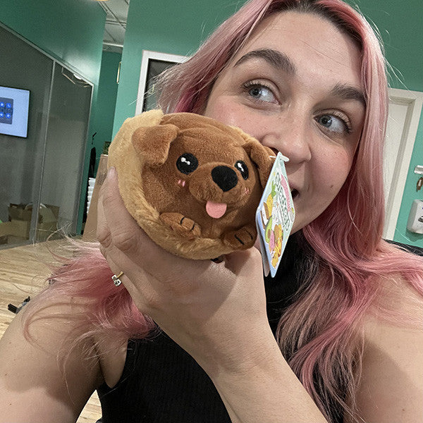 Snugglemi Snacker Dachshund Hot Dog- held by model