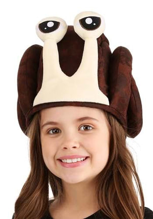 Plush Snail Hat- worn by girl model