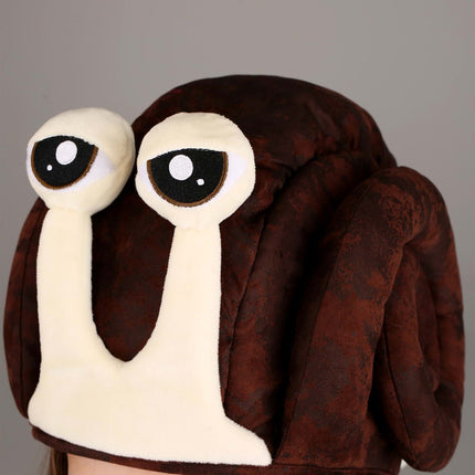 Plush Snail Hat- worn by child model close up