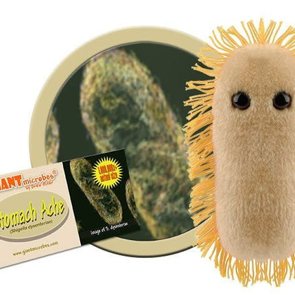 stomach ache with informational tag