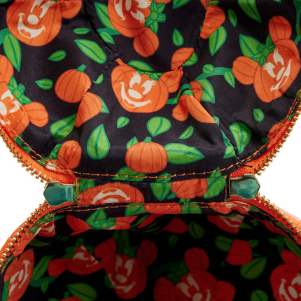 Minnie Mouse Pumpkin Figural Glow In The Dark Crossbody Bag- inside lining print