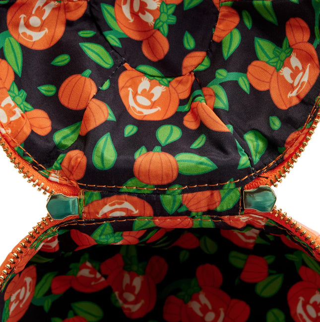 Minnie Mouse Pumpkin Figural Glow In The Dark Crossbody Bag- inside lining print