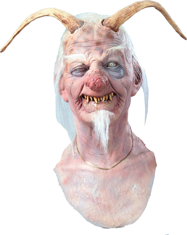 Dirty Ol Devil Halloween Mask with Horns and White Hair