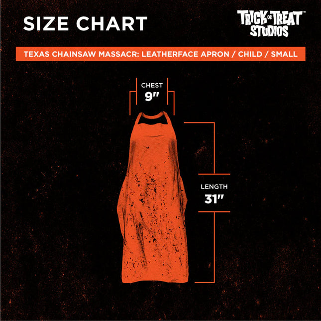 The Texas Chainsaw Massacre (1974)- Child Apron- size chart