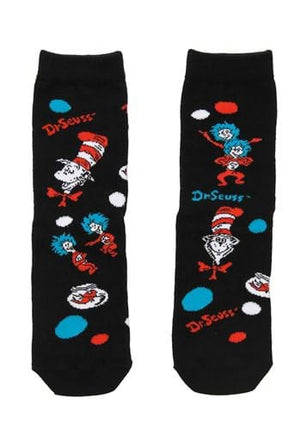 Dr. Seuss- The Cat in The Hat Kids Pattern Socks- laid out