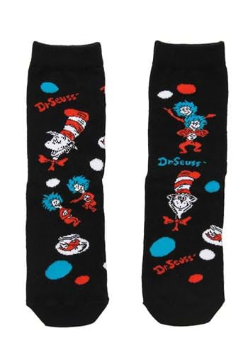 Dr. Seuss- The Cat in The Hat Kids Pattern Socks- laid out