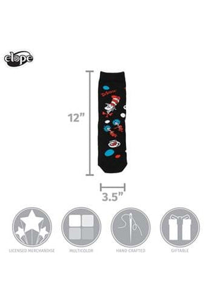 Dr. Seuss- The Cat in The Hat Kids Pattern Socks- measurements