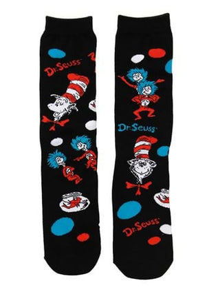 Dr. Seuss- The Cat in The Hat Pattern Socks- laid out