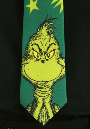 Dr. Seuss- The Grinch Character Necktie- graphics up close