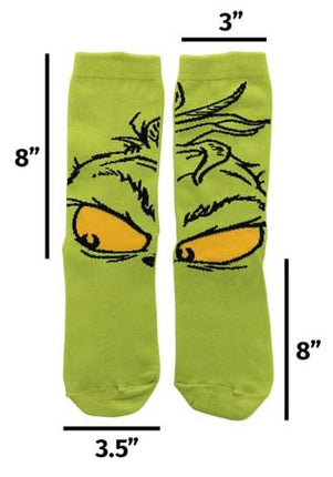 Dr. Seuss- The Grinch Crew Socks- measurements