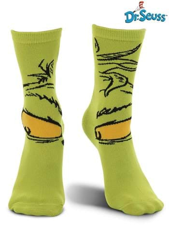 Dr. Seuss- The Grinch Crew Socks- worn by model front view
