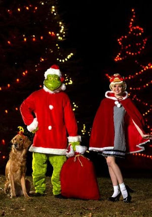 Dr. Seuss- The Grinch Max Headband- worn by dog, with people dressed as Cindy Lu Who and The Grinch