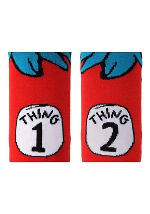 Dr. Seuss- Thing 1&2 Adult Socks- close up 