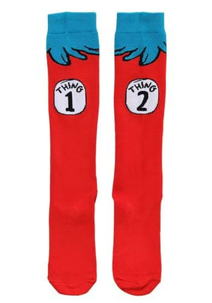 Dr. Seuss- Thing 1&2 Adult Socks- laid flat