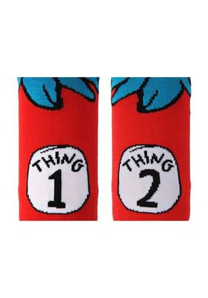 Dr. Seuss- Thing 1&2 Kids Socks- up close graphics