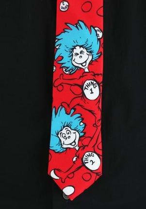 Dr. Seuss- Thing 1 & 2 Character Necktie- graphics up close