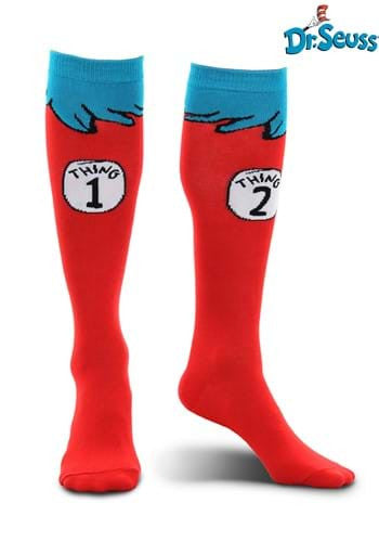 Dr. Seuss- Thing 1&2 Adult Socks- worn by model