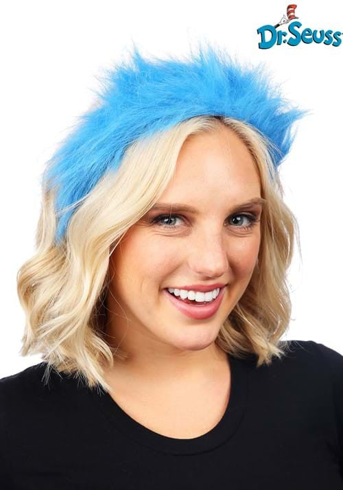 Dr. Seuss- Thing 1&2 Fuzzy Headband- worn by blonde model angled view