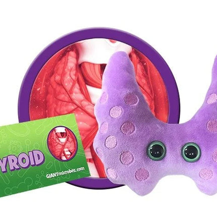 thyroid plushie with informational tag