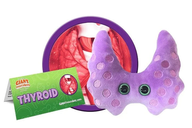 thyroid plushie with informational tag