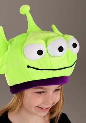 Toy Story- Alien Plush Kid's Hat- worn by model angled view
