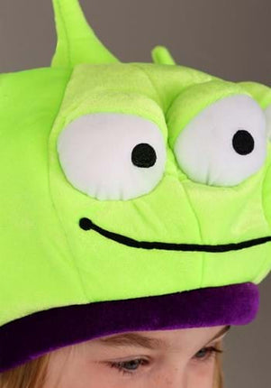 Toy Story- Alien Plush Kid's Hat- worn by model close up 