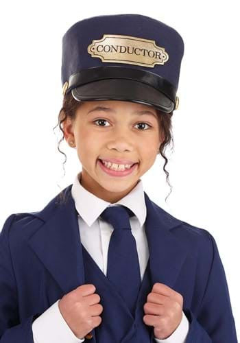 Kids Train Conductor Hat- worn by girl model