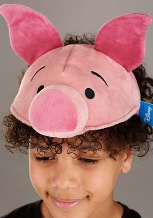Winnie The Pooh- Piglet Plush Headband- worn by boy model up close