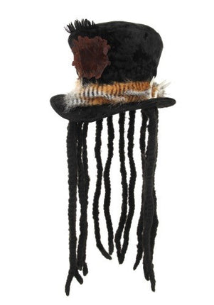 Witch Doctor Plush Hat with Dreads- side view