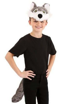 Wolf Plush Headband & Tail Kit- worn by boy model