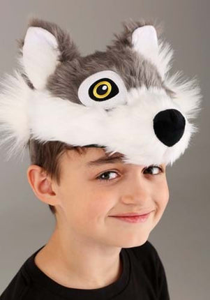 Wolf Plush Headband & Tail Kit- headband worn by boy model