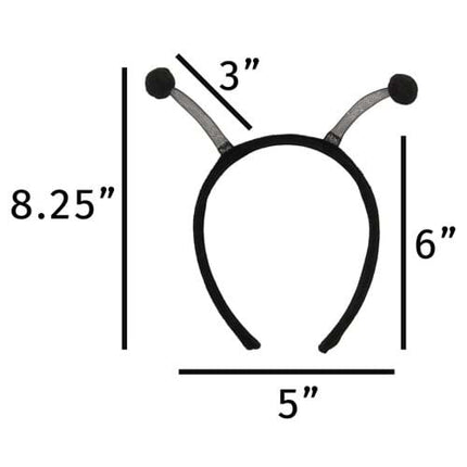 Black Bug Antennae Headband- measurements